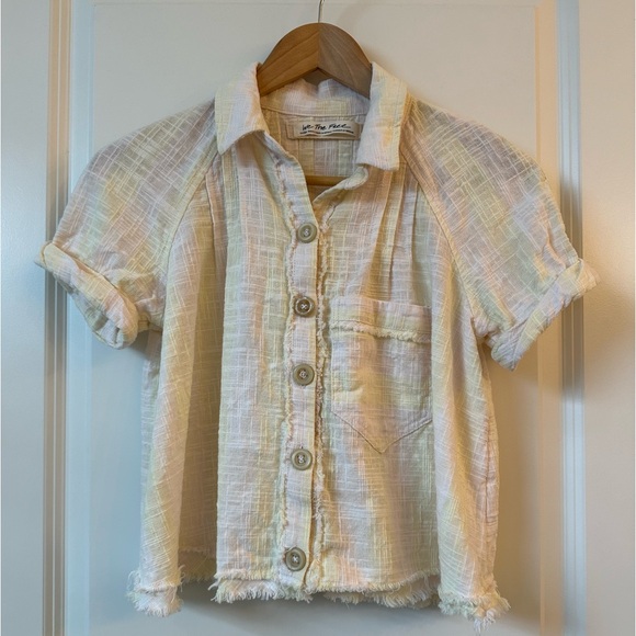 Free People Away at Sea Striped Women’s Button Top - Picture 2 of 7